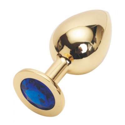 Большая золотистая пробка со стразом Gold Blue L Большая золотистая пробка со стразом Gold Blue L
