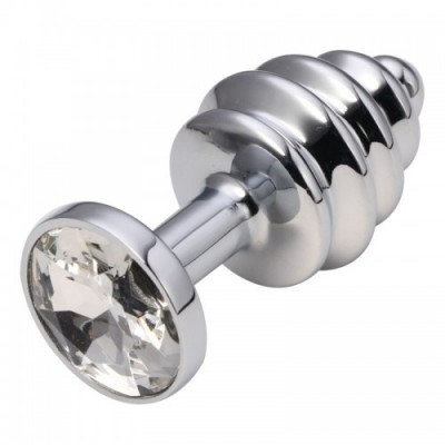 Анальная рельефная пробка Small Silver Diamond