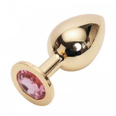 Большая золотистая пробка со стразом Gold Pink L Большая золотистая пробка со стразом Gold Pink L