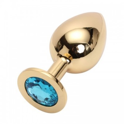 Большая золотистая пробка со стразом Gold Light Blue L Большая золотистая пробка со стразом Gold Light Blue L