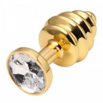 Анальная пробка рельефная Gold Relief Diamond S