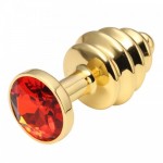 Анальная пробка рельефная Gold Relief Ruby S