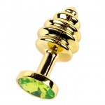 Анальная пробка рельефная Gold Relief Lime Green S
