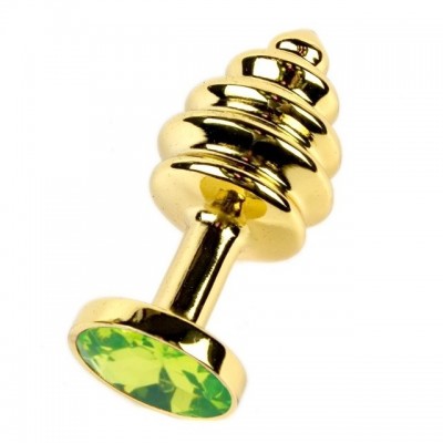 Анальная пробка рельефная Gold Relief Lime Green S