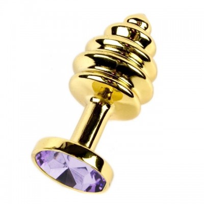 Анальная пробка рельефная Gold Relief Light Violet S
