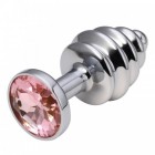 Анальная рельефная пробка Small Silver розовая