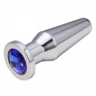 Конусная пробка с кристаллом Anal Plug Silver Blue L