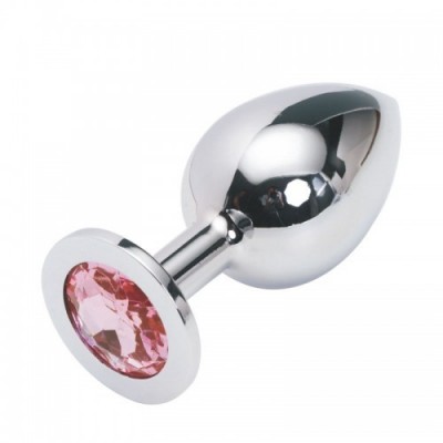 Стальная пробка Jewelry Plug Medium Silver нежно-розовая