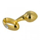 Золотая анальная втулка с изогнутым телом Medium Luxury Metal Butt Plug