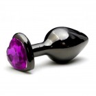 Втулка из стали с кристаллом в виде сердца Dark Purple