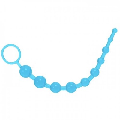 Голубые анальные бусы Jelly X-10 