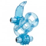 Насадка на пенис с двумя вибропулями и зайчиком для клитора