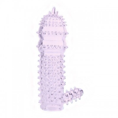 Стимулирующая насадка с отростком розовая