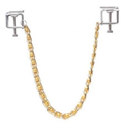Квадратные зажимы с цепочкой Gold and Pearls