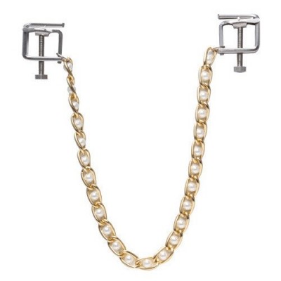 Квадратные зажимы с цепочкой Gold and White