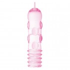 Розовая рельефная насадка на пенис или вибратор Nubs