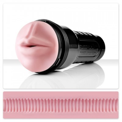 Ротик-мастурбатор с поперечными ребрышками Fleshlight: Pink Mouth Super Ribbed