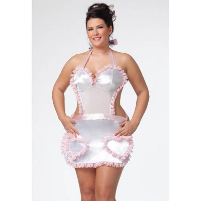 Белый фартучек с карманами-сердечками