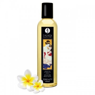 Возбуждающее массажное масло Shunga Serenity с ароматом моной, 250 мл.