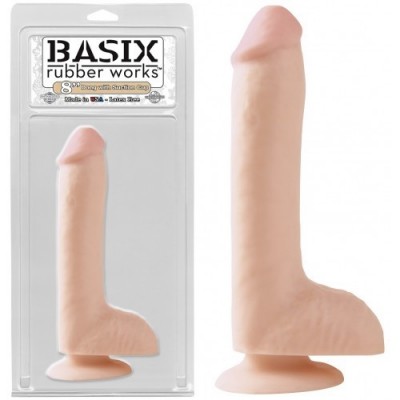 Фаллоимитатор с мошонкой на присоске Basix Rubber Works 8" Suction Cup Dong Flesh