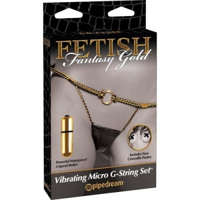 Вибро-трусики FF Gold Vibrating Micro G-String Set