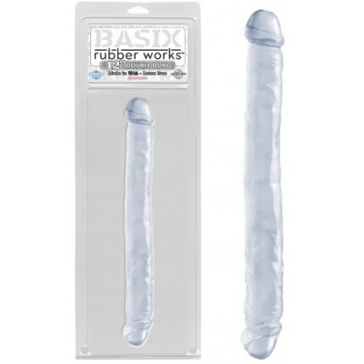 Двухсторонний фаллоимитатор Basix Rubber Works 12" Double Dong Clear