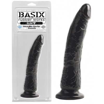Фаллоимитатор на присоске Basix Rubber Works Slim 7" with Suction Cup Black Фаллоимитатор на присоске Basix Rubber Works Slim 7" with Suction Cup Black
